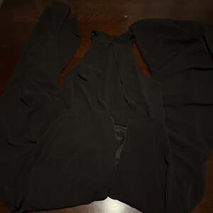 Ark & Co. Black Ruched Criss Cross Halter Maxi Gown